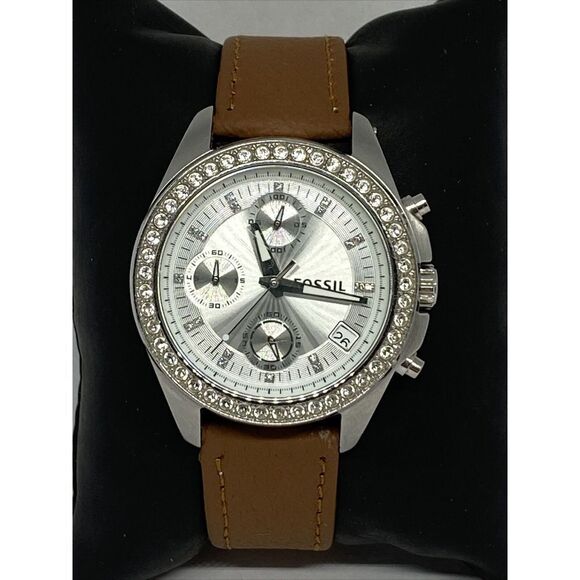 Fossil ES2681 Women's Brown Leather Analog Silver Dial Quartz Wrist Watch HK996 - Picture 3 of 12